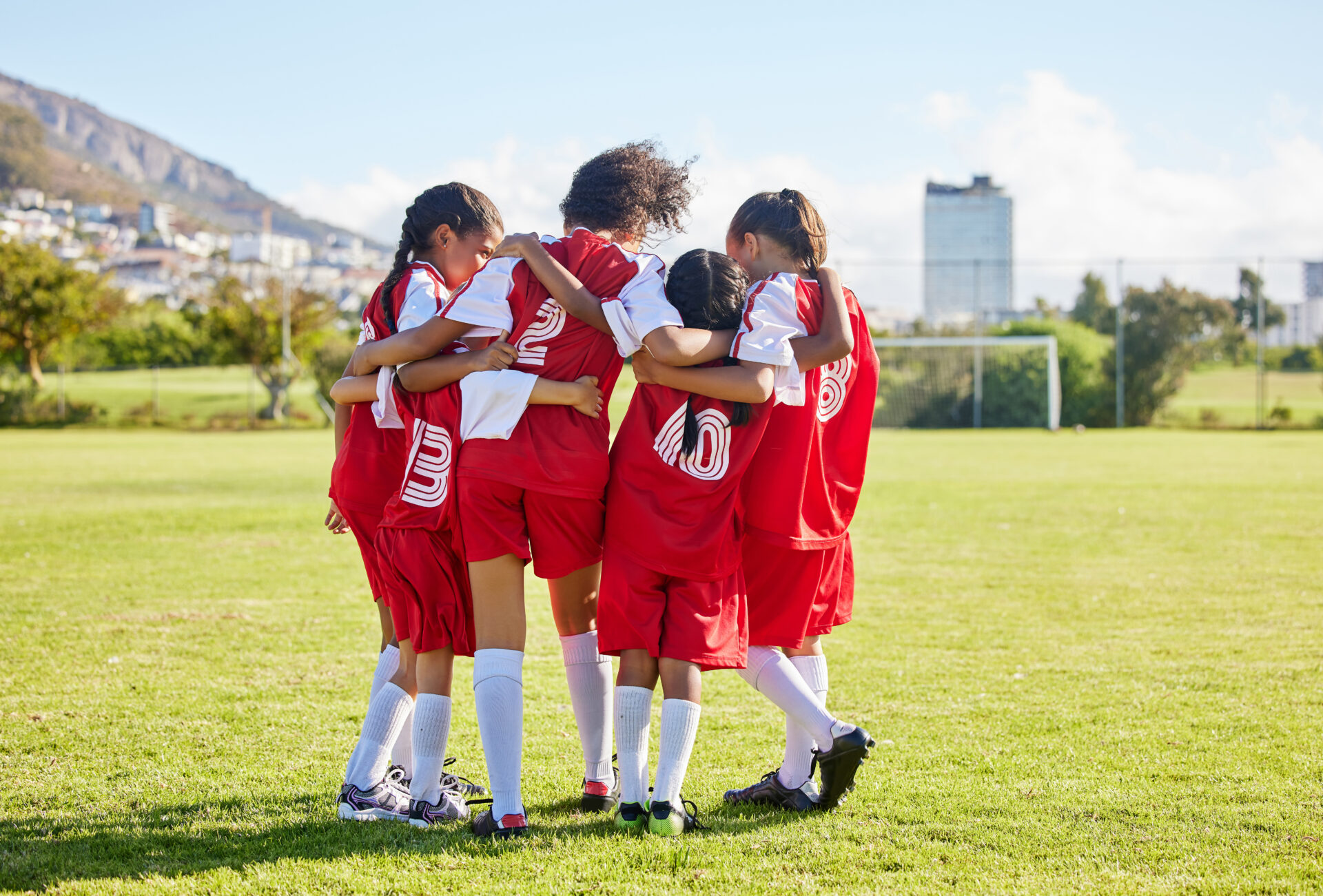 sports girl football field training for youth competition match